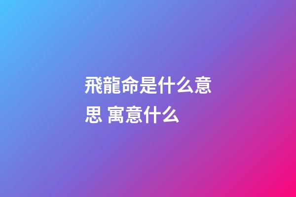 飛龍命是什么意思 寓意什么